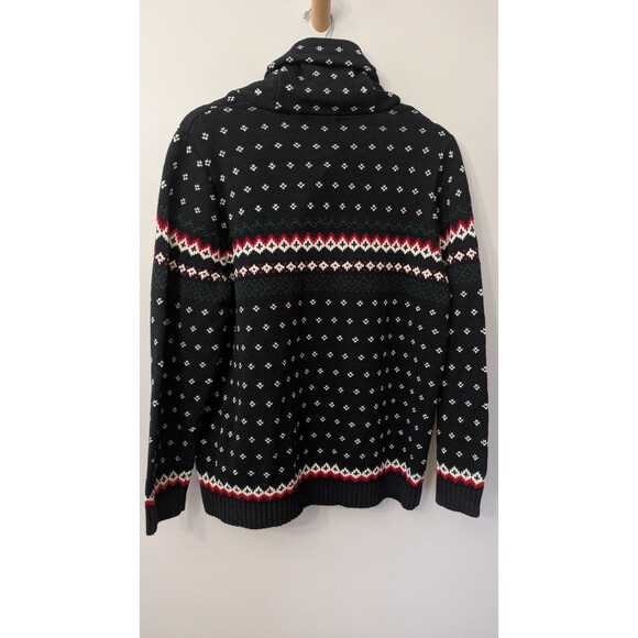 Chaps Ralph Lauren Womens Fair Isle Sweater 1X Shawl Collar Ski Cabincore Cotton - Picture 6 of 10